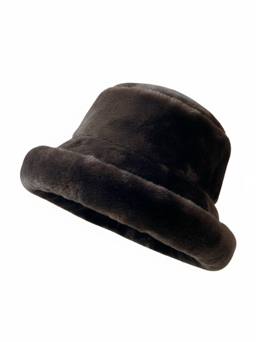 Vintage Betmar Faux Fur Bucket Hat Brown Made in USA Union Label Winter